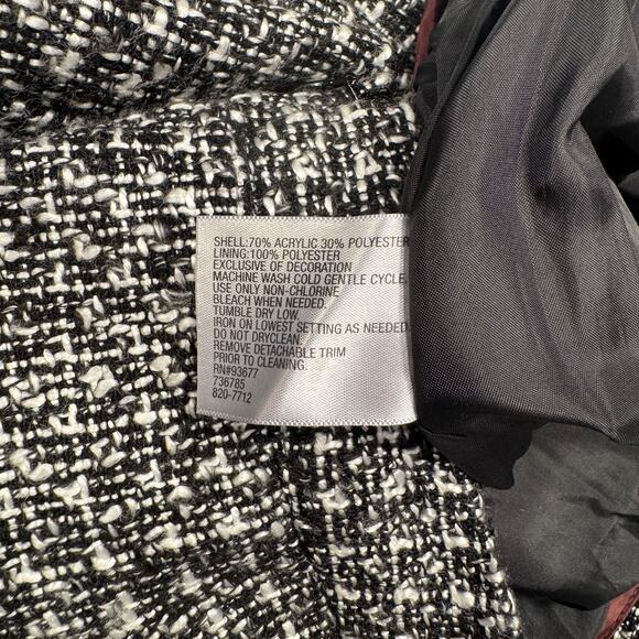 Worthington Black & White Tweed Pencil Skirt Women's 2 Back Slit Preppy Office - Picture 8 of 15